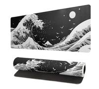 Donboly Tapis de souris de jeu Meereswelle übergroße Mausmatte Schreibtisch Pad maxpad xxl, genähte Kanten rutschfeste Gummi Base Tapis de souris (vague de l'océan, 90 x 40 x 0,3 cm)