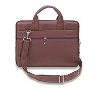 DONDA Sac à bandoulière en cuir synthétique résistant à l'eau pour ordinateur portable de 15,6", sac d'affaires, sac à bandoulière, sac de bureau, Brun, M, Occidental