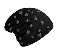 DonDon Bonnet Femme Hiver Slouch Beanie doublé avec étoiles - Noir