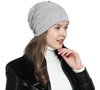 DonDon Bonnet Femme Hiver Slouch Beanie doublé avec Impression étoiles - Gris Clair