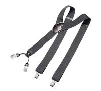 DonDon bretelles hommes larges 3,5 cm avec 4 clips extra-fortes et patch en cuir marron