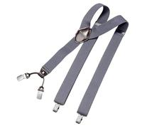 DonDon bretelles hommes larges 3,5 cm avec 4 clips extra-fortes et patch en cuir marron