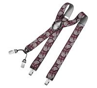 DonDon bretelles hommes larges 3,5 cm avec 4 clips extra-fortes et patch en cuir marron
