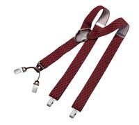 DonDon bretelles hommes larges 3,5 cm avec 4 clips extra-fortes et patch en cuir marron