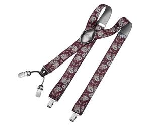 DonDon bretelles hommes larges 3,5 cm avec 4 clips extra-fortes et patch en cuir marron