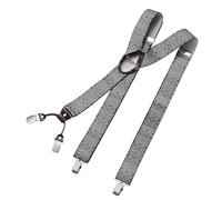 DonDon bretelles hommes larges 3,5 cm avec 4 clips extra-fortes et patch en cuir marron - Paisley gris