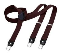 DonDon Bretelles pour hommes étroites 2,5 cm avec 3 clips de bretelles vintage extra forts en forme de Y marron