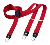 DonDon Bretelles pour hommes étroites 2,5 cm avec 3 clips de bretelles vintage extra forts en forme de Y rouge