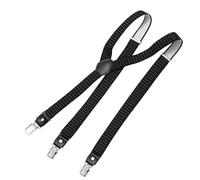 DonDon Bretelles pour hommes étroites 2,5 cm avec 3 clips de bretelles vintage extra forts en forme de Y - Pointillé-noir blanc