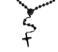 DonDon Chapelet homme en acier inoxydable Noir 63 cm