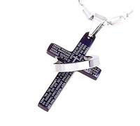 DonDon Collier avec Croix Noire et Anneau en Acier Inoxydable dans Une Pochette en Velours Noir