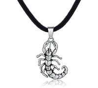 DonDon Collier en Cuir pour Homme 50 cm avec Pendentif Acier Inoxydable Scorpion