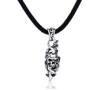 DonDon Collier en Cuir pour Homme 50 cm avec Pendentif en Acier Inoxydable dans différents modèles