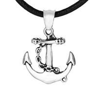 DonDon Collier en Cuir pour Homme 50 cm avec Pendentif en Acier Inoxydable dans différents modèles