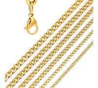 DonDon Collier Homme en Acier Inoxydable chaîne à maillons Maille gourmette Couleur doré Longueur 56 cm - Largeur 0,65 cm