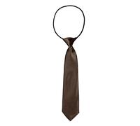 DonDon Cravate enfant brillante effet soie - 7,0 cm épaisseur - avec élastique- marron