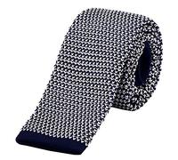 DonDon Cravate étroite en tricot 5 cm - bleu foncé blanc