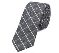 DonDon cravate homme cravate carreaux cravate écossaise pour hommes coton 6 cm - gris blanc
