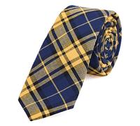 DonDon cravate homme cravate carreaux cravate rayures pour hommes rayée coton - jaune bleu foncé