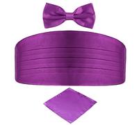 DonDon Ensemble 3 pièces coordonné et de couleur brillante cummerbund nœud papillon pochette pour les occasions solennelles - Violet