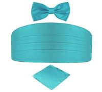 DonDon Ensemble 3 pièces coordonné et de couleur brillante cummerbund nœud papillon pochette pour les occasions solennelles - Turquoise