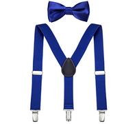 DonDon Ensemble Bretelles et noeud papillon garçon bleu élastique et longueur ajustable pour enfants de 1 à 8 ans