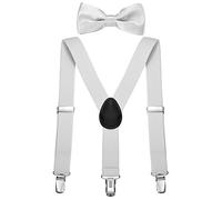 DonDon Ensemble Bretelles et noeud papillon garçon gris foncé élastique et longueur ajustable enfants de 1 à 8 ans