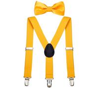 DonDon Ensemble Bretelles et noeud papillon garçon jaune élastique et longueur ajustable pour enfants de 1 à 8 ans