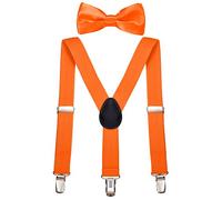 DonDon Ensemble Bretelles et noeud papillon garçon orange élastique et longueur ajustable pour enfants de 1 à 8 ans