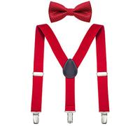 DonDon Ensemble Bretelles et noeud papillon garçon rouge élastique et longueur ajustable pour enfants de 1 à 8 ans