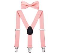 DonDon Ensemble Bretelles et noeud papillon garçon Vieux rose élastique et longueur ajustable enfants de 1 à 8 ans