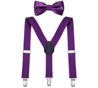 DonDon Ensemble Bretelles et noeud papillon garçon violet élastique et longueur ajustable pour enfants de 1 à 8 ans
