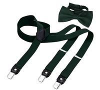DonDon Ensemble élégant de bretelles homme étroites 2,5 cm et nœud papillon fait main - Accessoire élégant pour mariage, fête, dîner veston, smoking - Vert