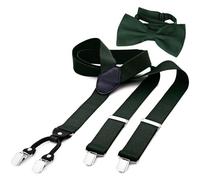 DonDon Ensemble élégant de bretelles homme larges 3,5 cm et nœud papillon fait main - Accessoire élégant pour mariage, fête, dîner veston, smoking - Vert