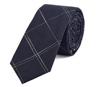 DonDon Fine cravate de coton avec rayures pour hommes 6 cm - bleu nocturne rayé