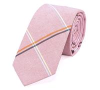 DonDon Fine cravate de coton avec rayures pour hommes 6 cm - rose pastel rayé