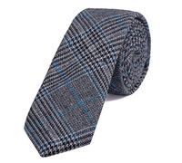 DonDon Fine cravate de coton pour hommes 6 cm - gris bleu à carreaux Taille unique