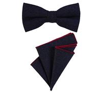 DonDon Hommes noeud papillon 12 x 6 cm lié longueur réglable et mouchoir 23 x 23 x 23 cm couleur coton assorti bleu foncé