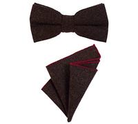 DonDon Hommes noeud papillon 12 x 6 cm lié longueur réglable et mouchoir 23 x 23 x 23 cm couleur coton assorti brun foncé
