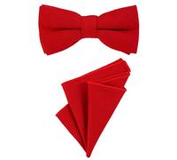 DonDon Hommes noeud papillon 12 x 6 cm lié longueur réglable et mouchoir 23 x 23 x 23 cm couleur coton assorti Rouge