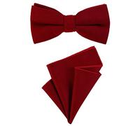 DonDon Hommes noeud papillon 12 x 6 cm lié longueur réglable et mouchoir 23 x 23 x 23 cm couleur coton assorti cramoisi