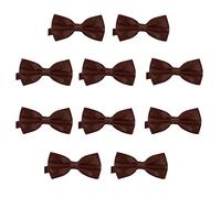 DonDon Lot de 10 Noeud papillon pour homme 12 x 6 cm avec crochet déjà lié et réglable, Marron, Taille unique
