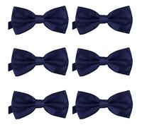 DonDon Lot de 6 Noeud papillon pour homme 12 x 6 cm avec crochet déjà lié et réglable Bleu nuit