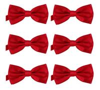 DonDon Lot de 6 Noeud papillon pour homme 12 x 6 cm avec crochet déjà lié et réglable Cerise