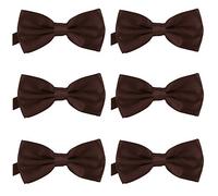 DonDon Lot de 6 Noeud papillon pour homme 12 x 6 cm avec crochet déjà lié et réglable Marron