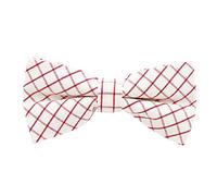 DonDon Noeud papillon à carreaux en coton pour homme 12 x 6 cm avec crochet déjà lié et réglable - Blanc-rouge