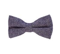DonDon Noeud papillon à Tweed Look en coton pour homme 12 x 6 cm avec crochet déjà lié et réglable - bleu motif à chevrons