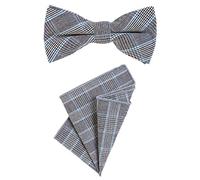 DonDon Noeud papillon homme 12 x 6 cm avec pochette de costume colorée assortie 23 x 23 cm tous deux en coton look Tweed à carreaux