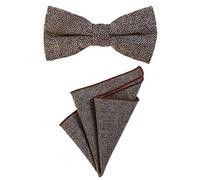 DonDon Noeud papillon homme 12 x 6 cm avec pochette de costume colorée assortie 23 x 23 cm tous deux en coton look Tweed à carreaux
