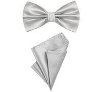 DonDon nœud papillon et mouchoir pour hommes de couleur assortie et à taille réglable,Argenté,Taille unique